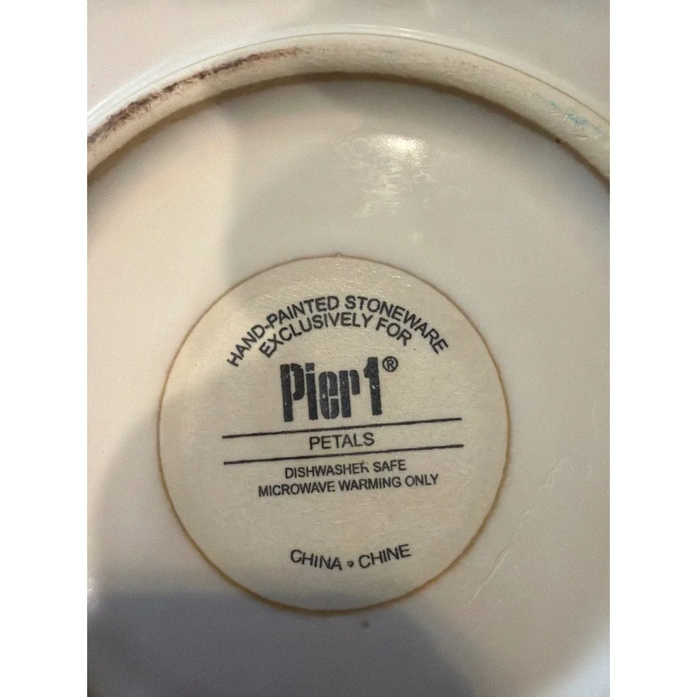 Pier 1 Petals Hand Painted Stoneware Large 13.5